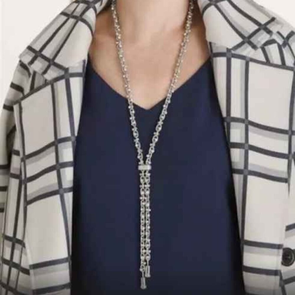 New Sparkle Silver tone Shelby Y-necklace Crystal Accents